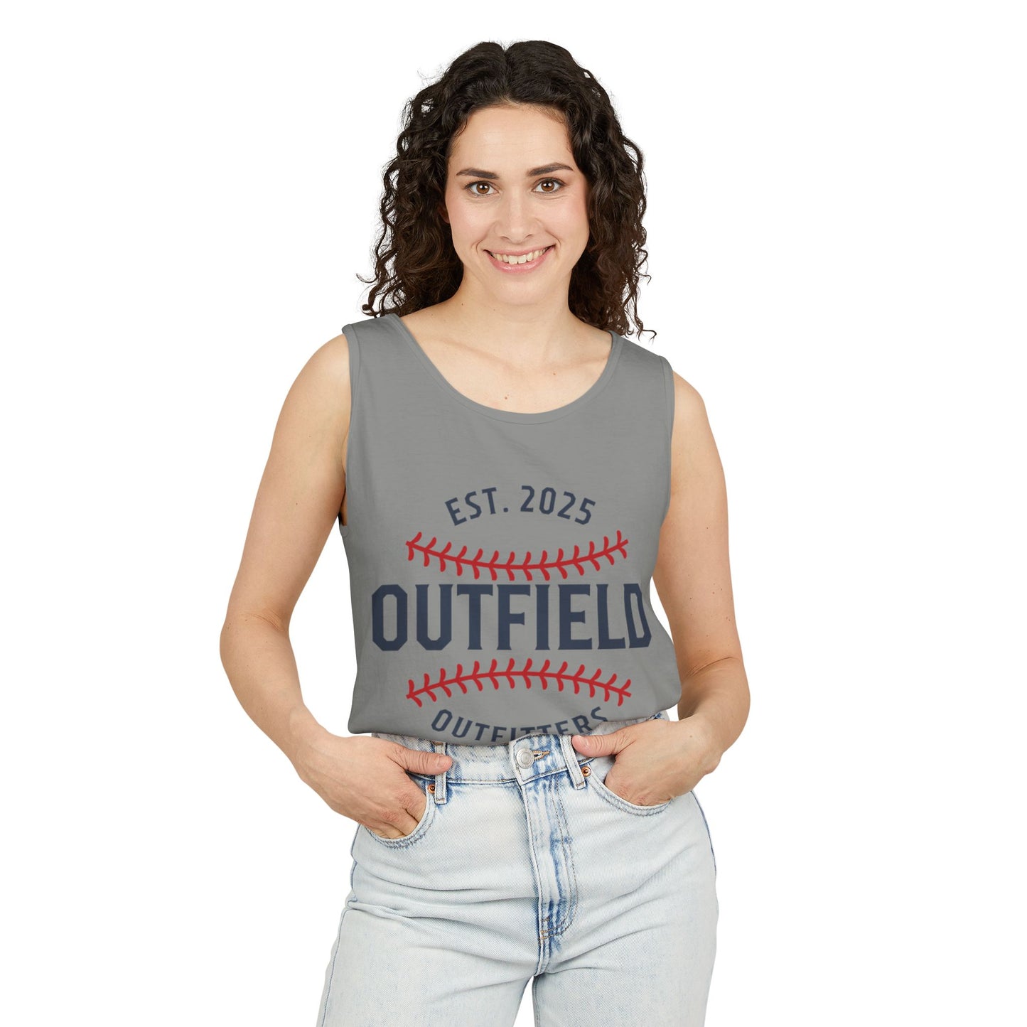 Baseball-Themed Unisex Tank Top - Outfield Outfitters, Casual Summer Apparel, Gift for Sports Lovers, Summer Wardrobe Essential, [...]