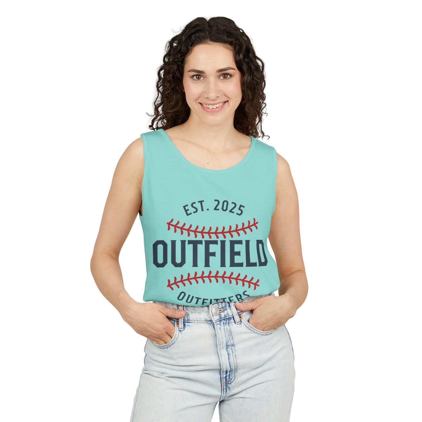Baseball-Themed Unisex Tank Top - Outfield Outfitters, Casual Summer Apparel, Gift for Sports Lovers, Summer Wardrobe Essential, [...]
